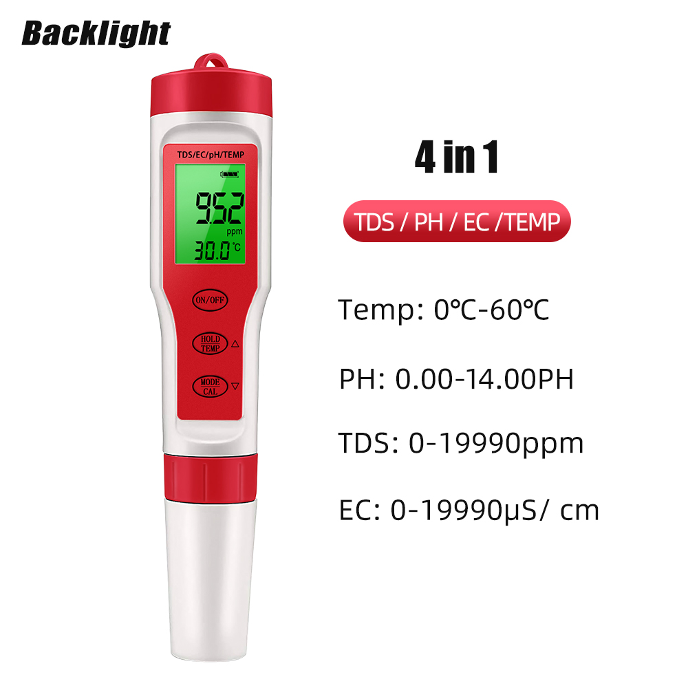 Medidor de PH TDS 4 en 1, medi - Ph Meter Digital Water Tester reseña y precio