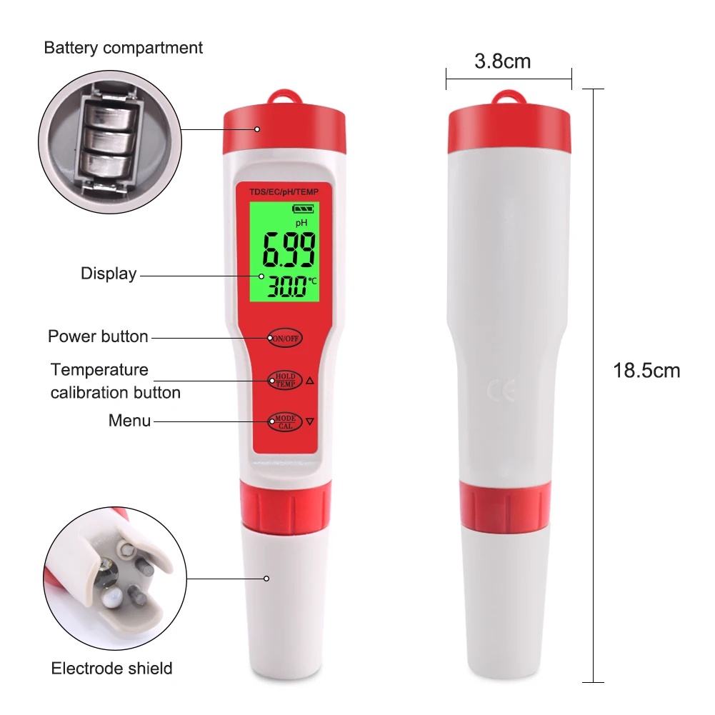 Medidor de PH TDS 4 en 1, medi - Ph Meter Digital Water Tester reseña y precio